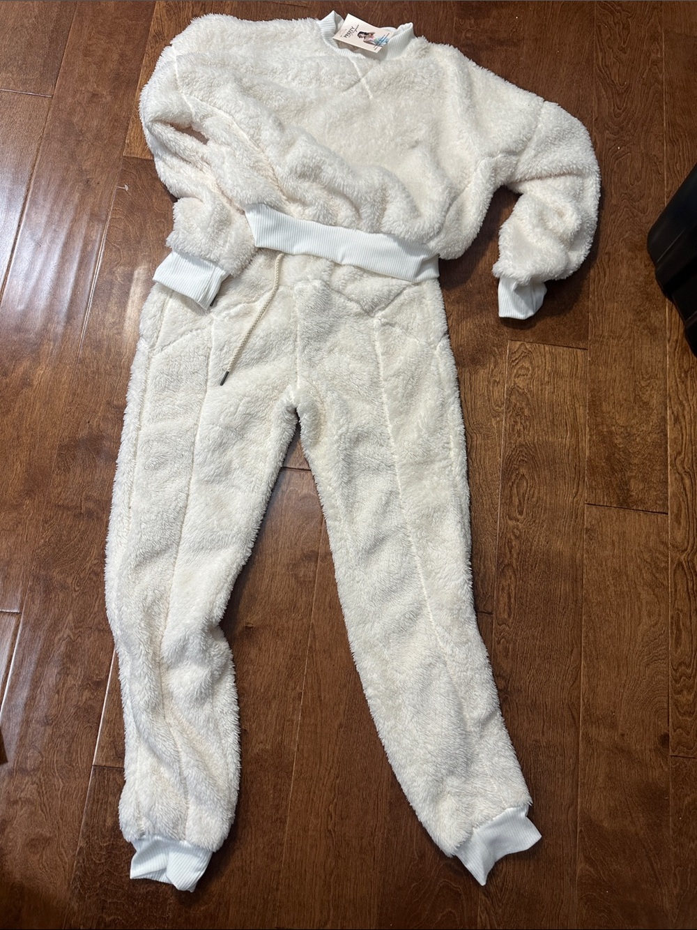 Cozy Sherpa Jogger Jumpsuit - Cream